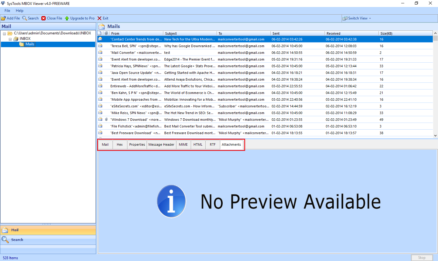 MBOX File Viewer screenshot
